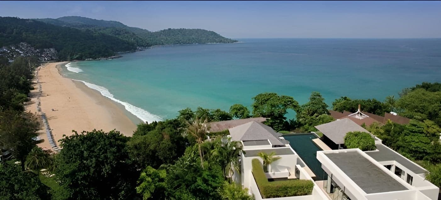 Aerial view of Villa Princess Stephanie and Kata Noi beach