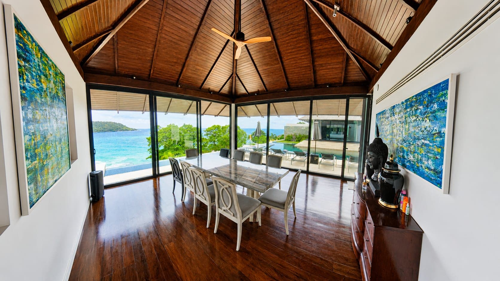 Private dining with panoramic sea views at Villa Princess Stephanie